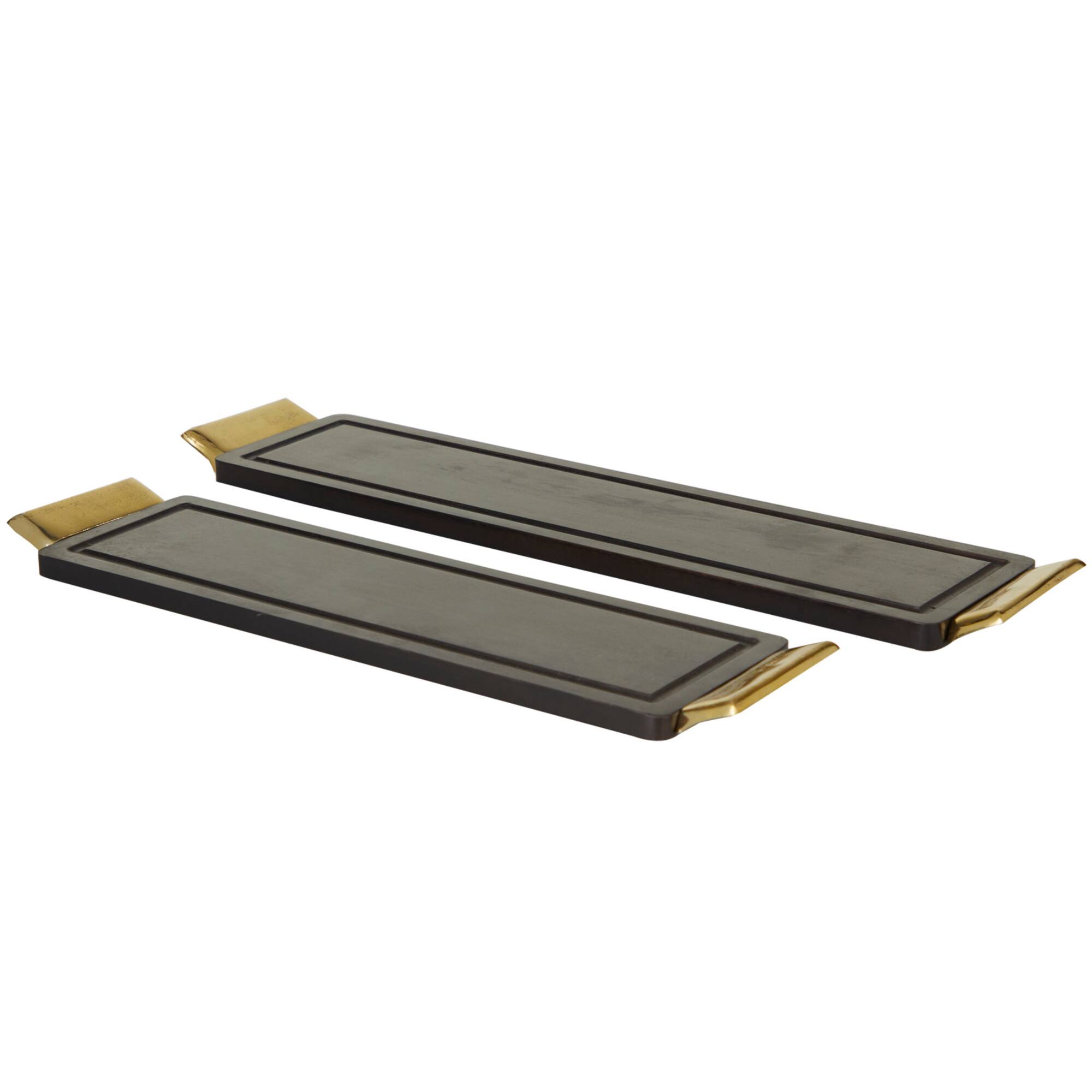 Brown Coastal Tray, Set of 2" 27", 23"
